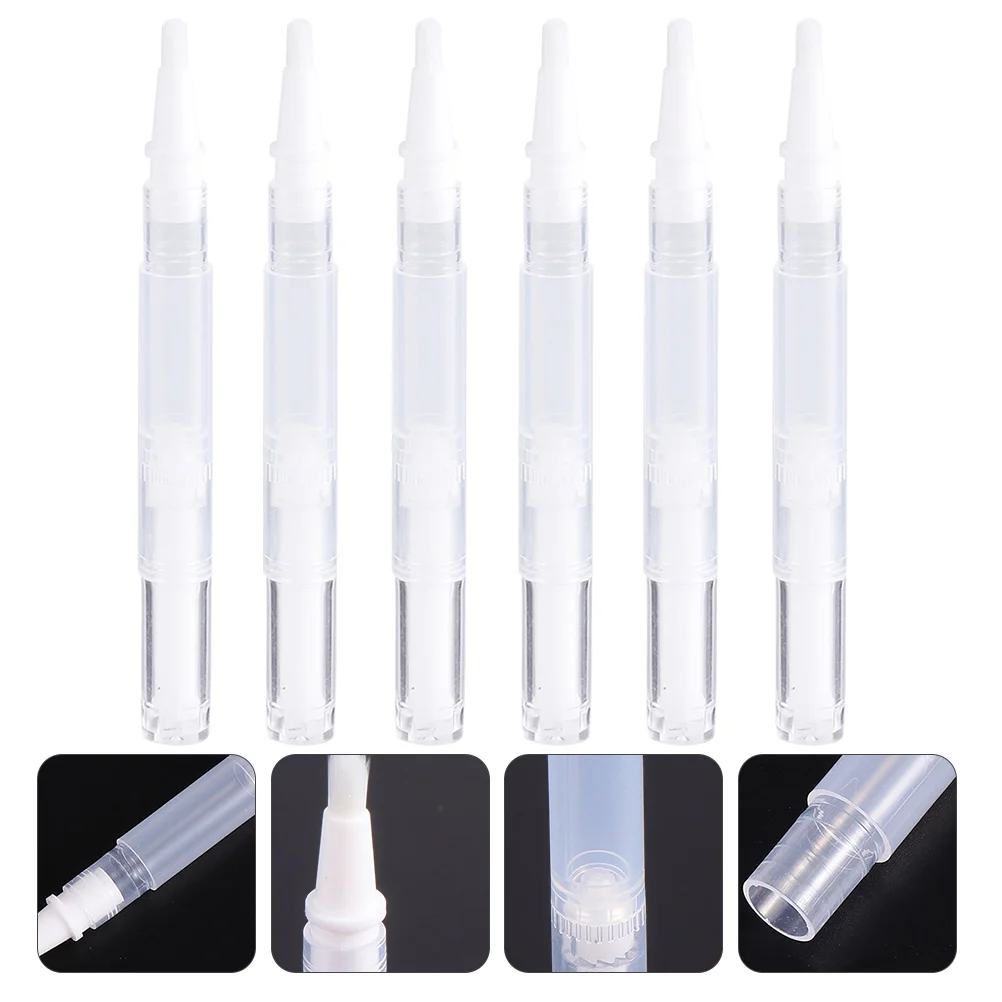 6 Pcs Eyelash Growth Serum Tube Travel Nail Polish Pen Lip Gloss with Brush Tip Take Away Empty Containers Plastic