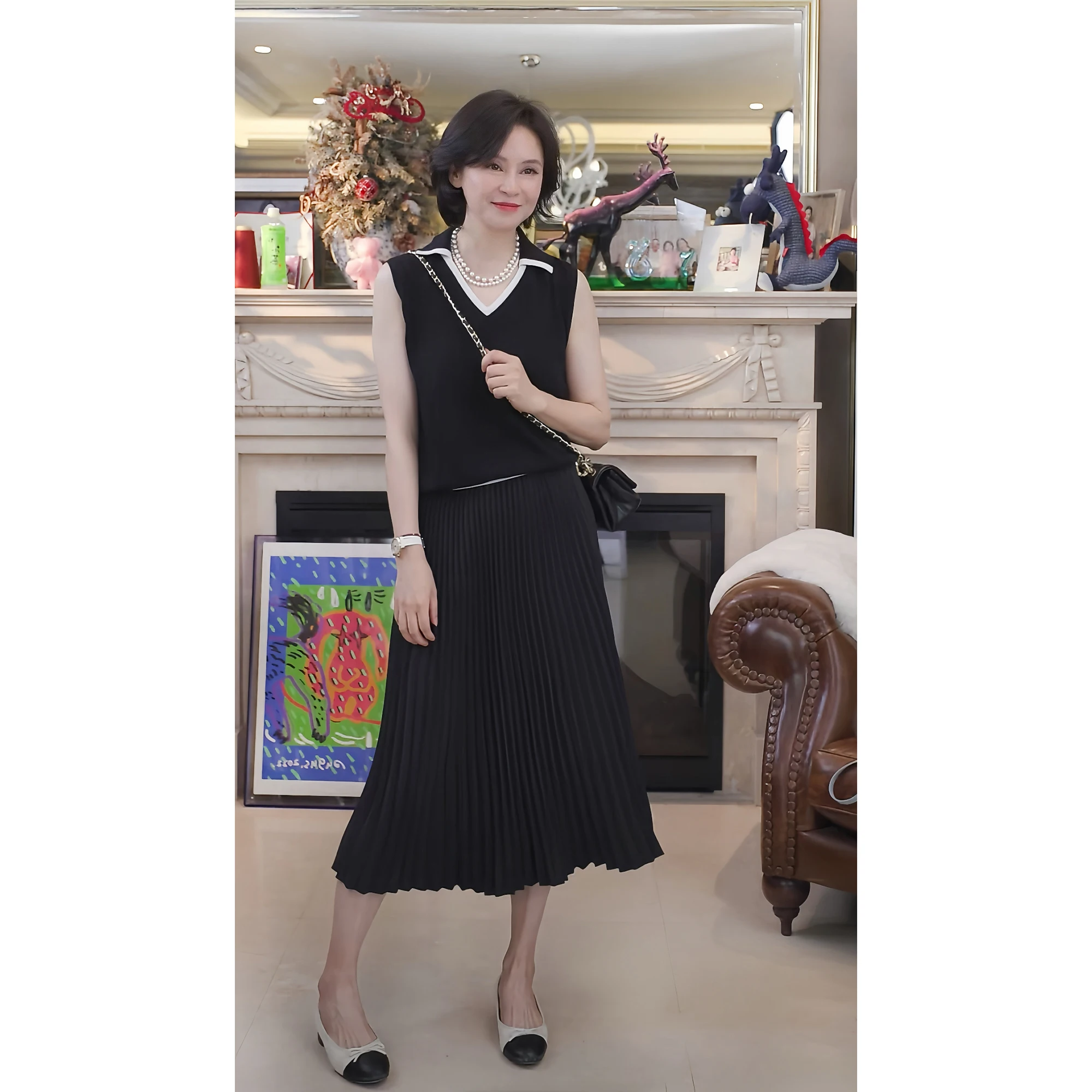 

Вязаный жилет с квадратным воротником Color Blo RuienCo. Летняя женская одежда I Am Capricorn, прямой крой, стандартная длина