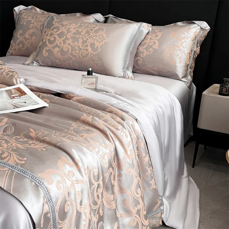 Light Luxury Jacquard Summer Blanket Cooling Sensation Air Conditioner Quilt Quality Skin-friendly Duvet Single Double Comforter