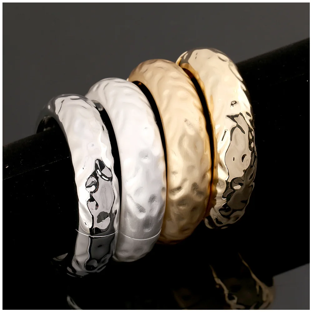 American trend hammer pattern concave-convex bracelet niche design sense zinc alloy exaggerated bracelet cold wind personalized