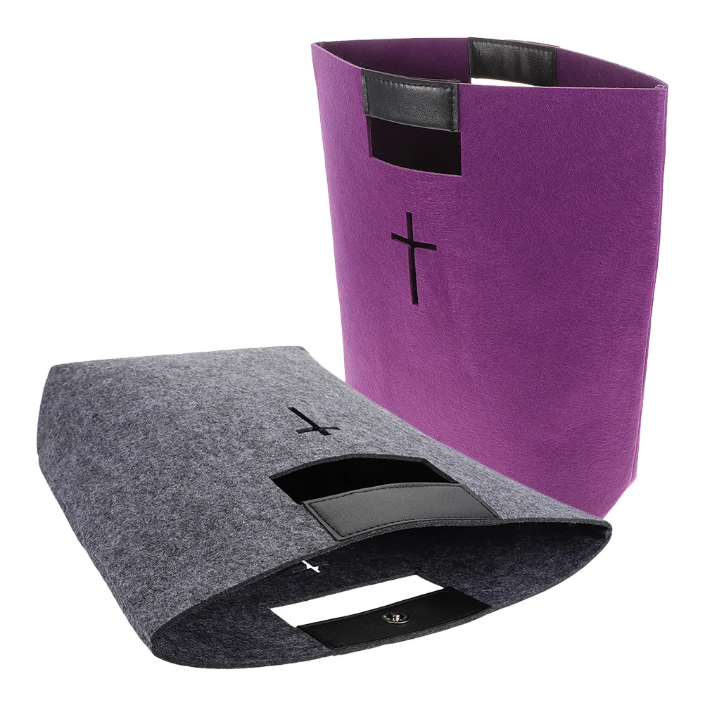 

2Pcs Felt Tote Carrying Bag Bible Bag Multi Function Shopping Storage Organizer Handbag Church Bible Carrying Case