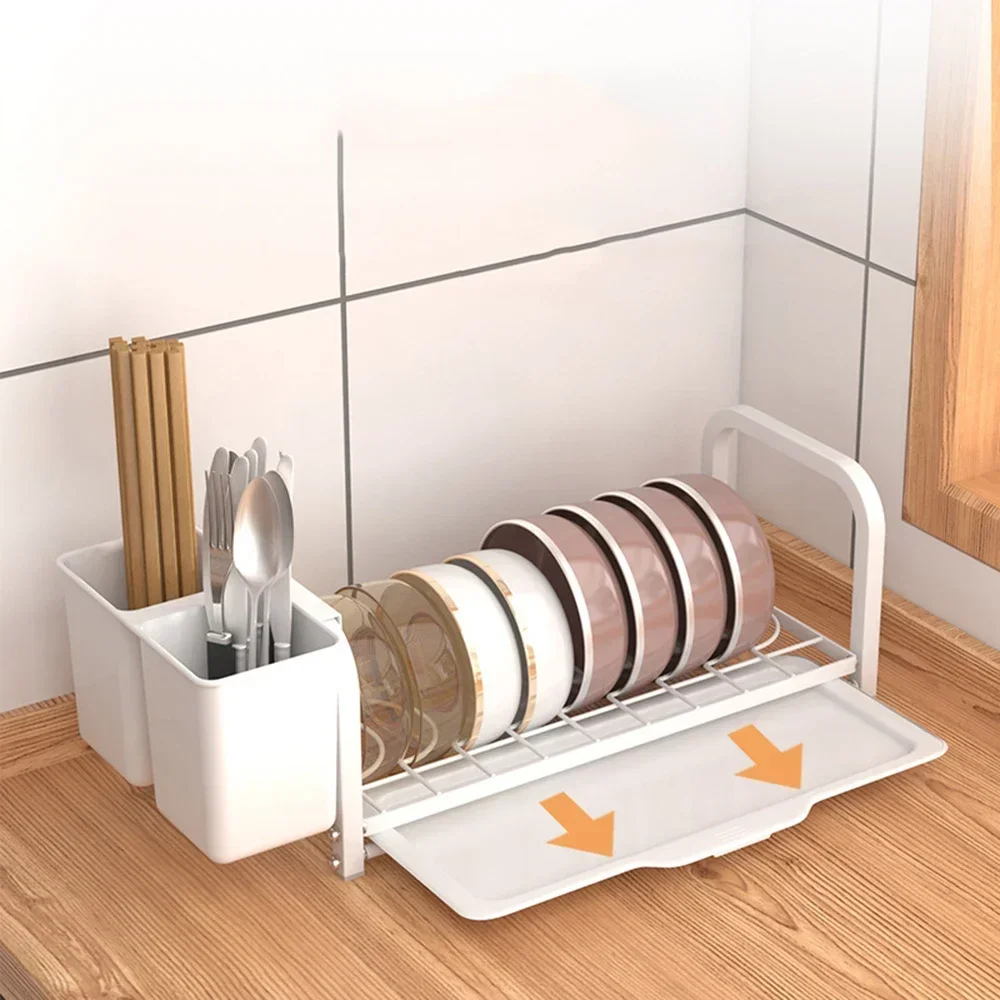 Push-pull Storage Rack,Dish Bowl Drainer Cabinet Built Drawer Holder Drainer Shelf for Modern Kitchen Organizer Home Accessories