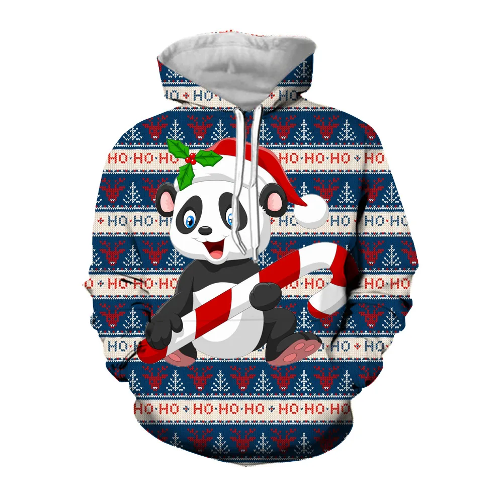 Jumeast 3D Santa Reindeer Printed Men Hoodies Cartoon Penguin Panda Graphic Hood Sweatshirts Drip YK2 Christmas Festival Clothes