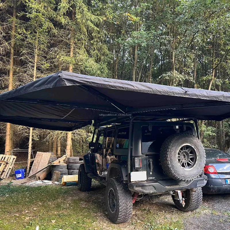 LED-Integrated 270° Car Side Awning, Easy Setup, UV & Waterproof, Best For Camping