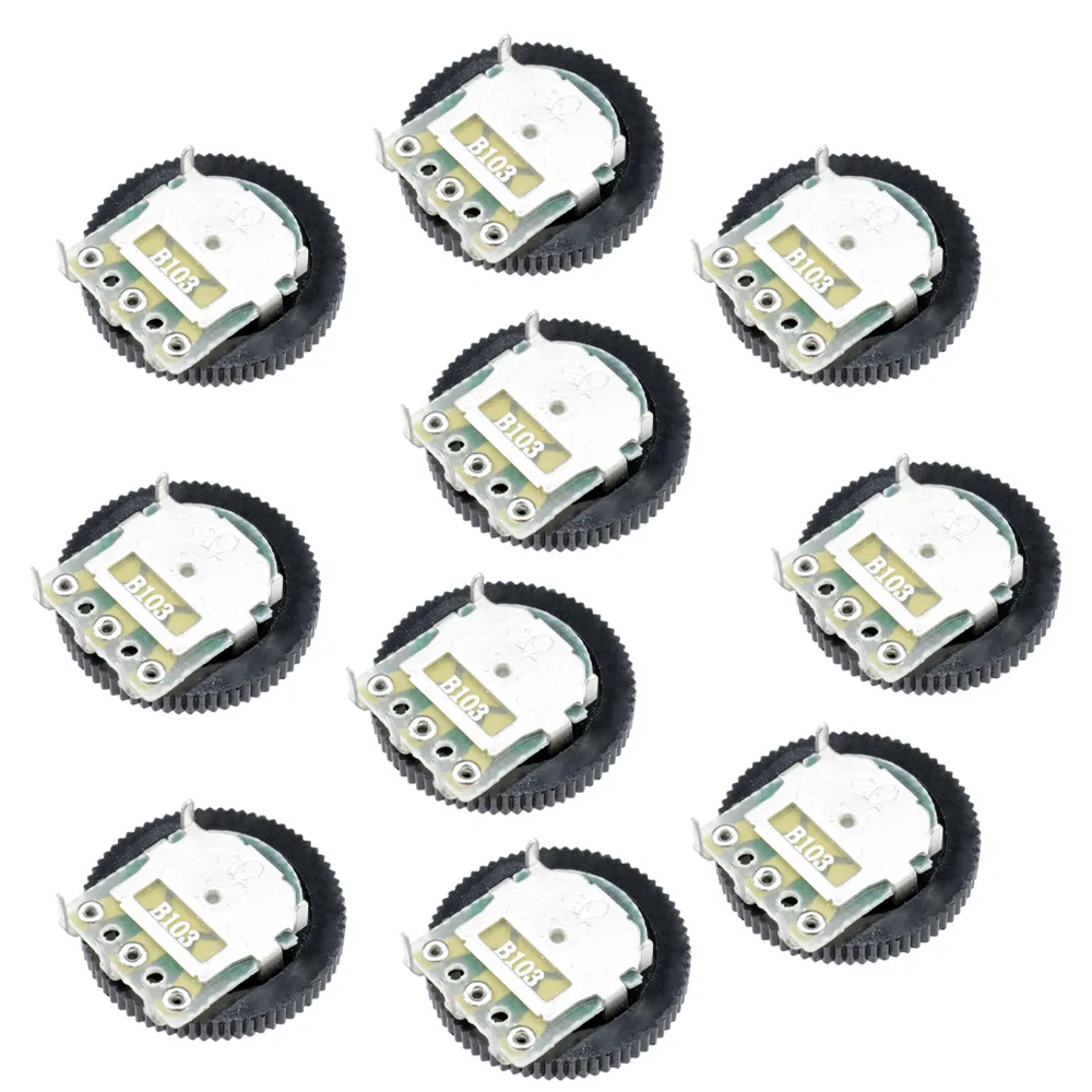 10PCS B103 10K Ohm 3 Pins Dial Wheel Potentiometer Audio Stereo Volume Gear Switch Control for Radio MP3 MP4 Player