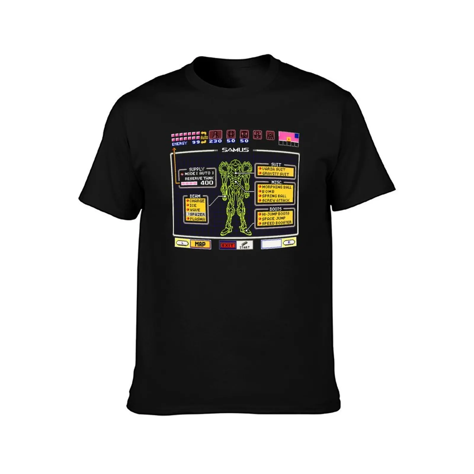 Good Simulation Passionate Video Game Music Fan Super Metroid Pause Screen Cute Gifts T-Shirt Soft Touch Basic Cotton T-Shirt