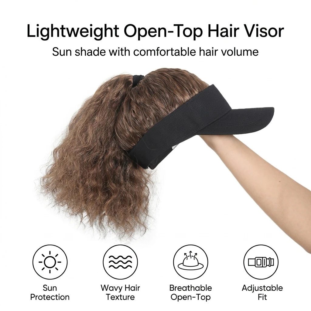 Sun Visor Hat Breathable Open Top for Women Water Ripple Texture UPF 50+ UV Protection Summer Beach Cycling Sports Cap