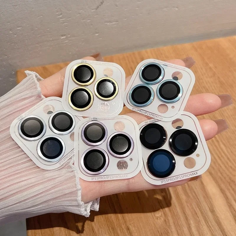 2-3Pcs Volle Abdeckung Kamera Objektiv Schutz Für IPhone 15 16Plus 17 Pro Max 13 Mini Glas Metall objektiv Schutz Film Zurück Abdeckung