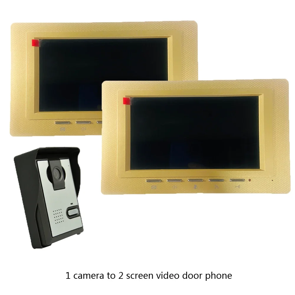 1Set 7" Color Screen Wire 1 Camera 2 Display Video Door Phone Intercom System Talk Back Door Bell for Visitor Waterproof Camera