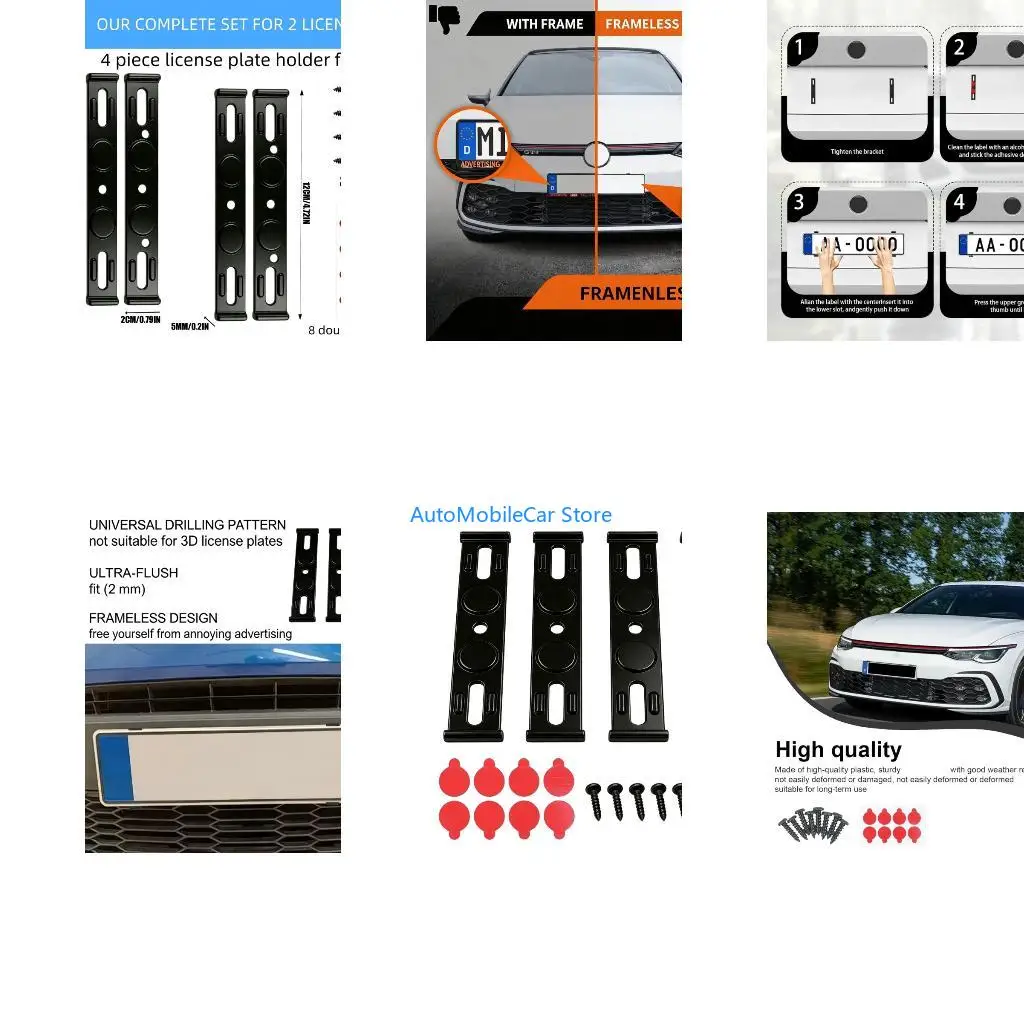 G8TE ABS Plastic Motorcycles Car Front Rear License Plate Bracket Rack No Drill Needed For Installation Universal Application