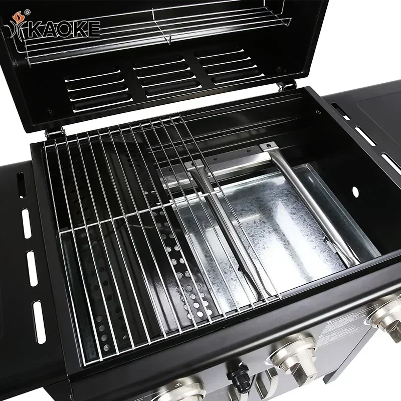 KAOKE 24 Inch Wholesale Ce Approve 3 Burners Gas Grill Trolley Outdoor Gas Grill Gas Barbecue Grill Manufacture