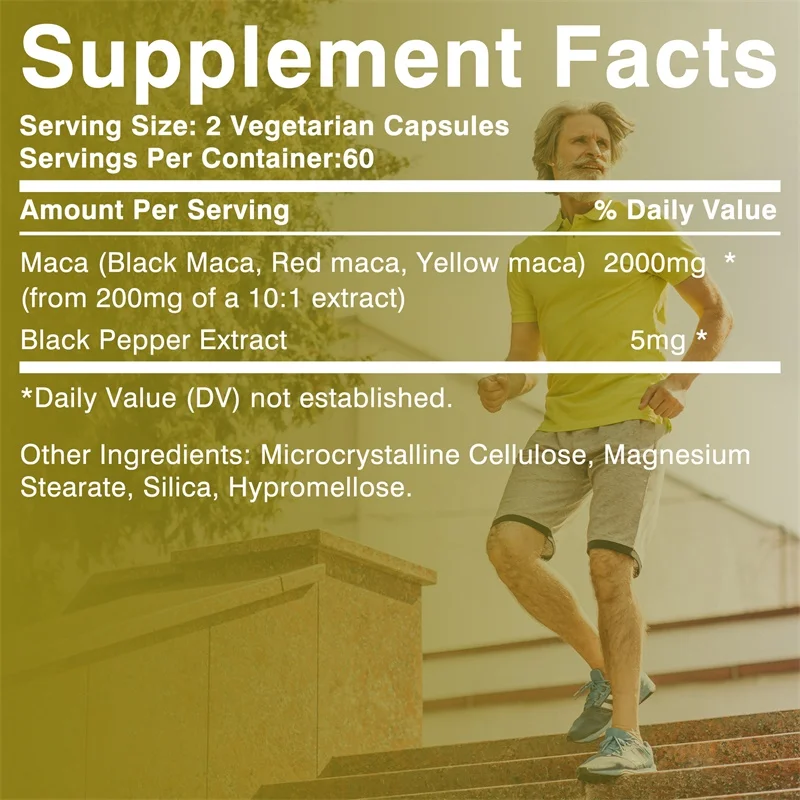 Maca Root Capsules - Support for Energy, Endurance, Muscle Strength and Performance