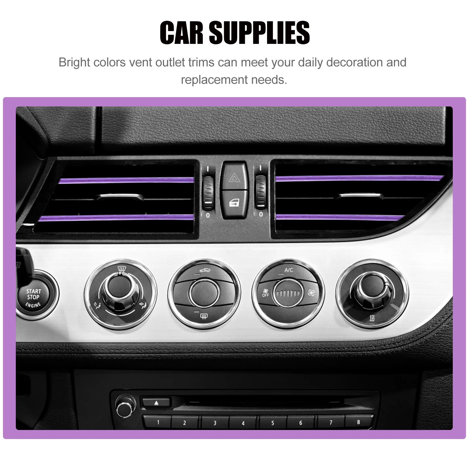 

10Pcs Car Decorative Strips Premium Material Not Fade Conditioning Trim U Shape Vent Grille Clip Easy Install Car