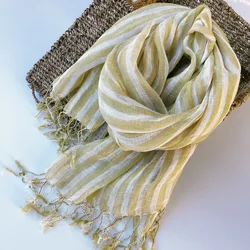 Spring/Summer Linen Yellow Striped Women's Scarf