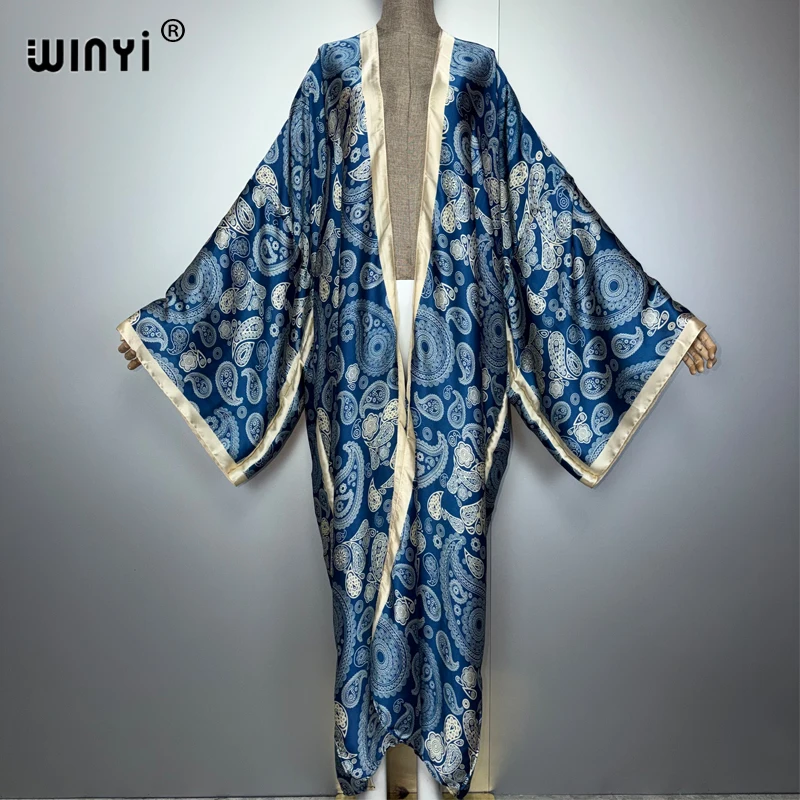 WINYI 着物 アフリカ女性 アバヤ ムスリム女性 カーディガン 女性用 クラシック カシューナッツ柄 パーティーカフタン カジュアルビーチカバーアップ ボヘミアンワンピース