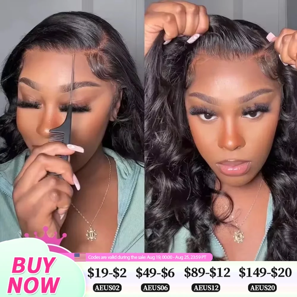 Vrvogue Wear Go Glueless Wig Natural Black Body Wave Lace Front Wig 100% Human Hair 6x4 HD Lace Closure Wig For Woman On Sale