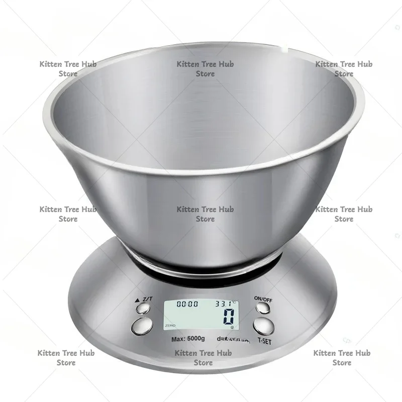 Household Stainless Steel Kitchen Scale 5kg/1g Baking Food with Bowl Gram Scale Small Electronic