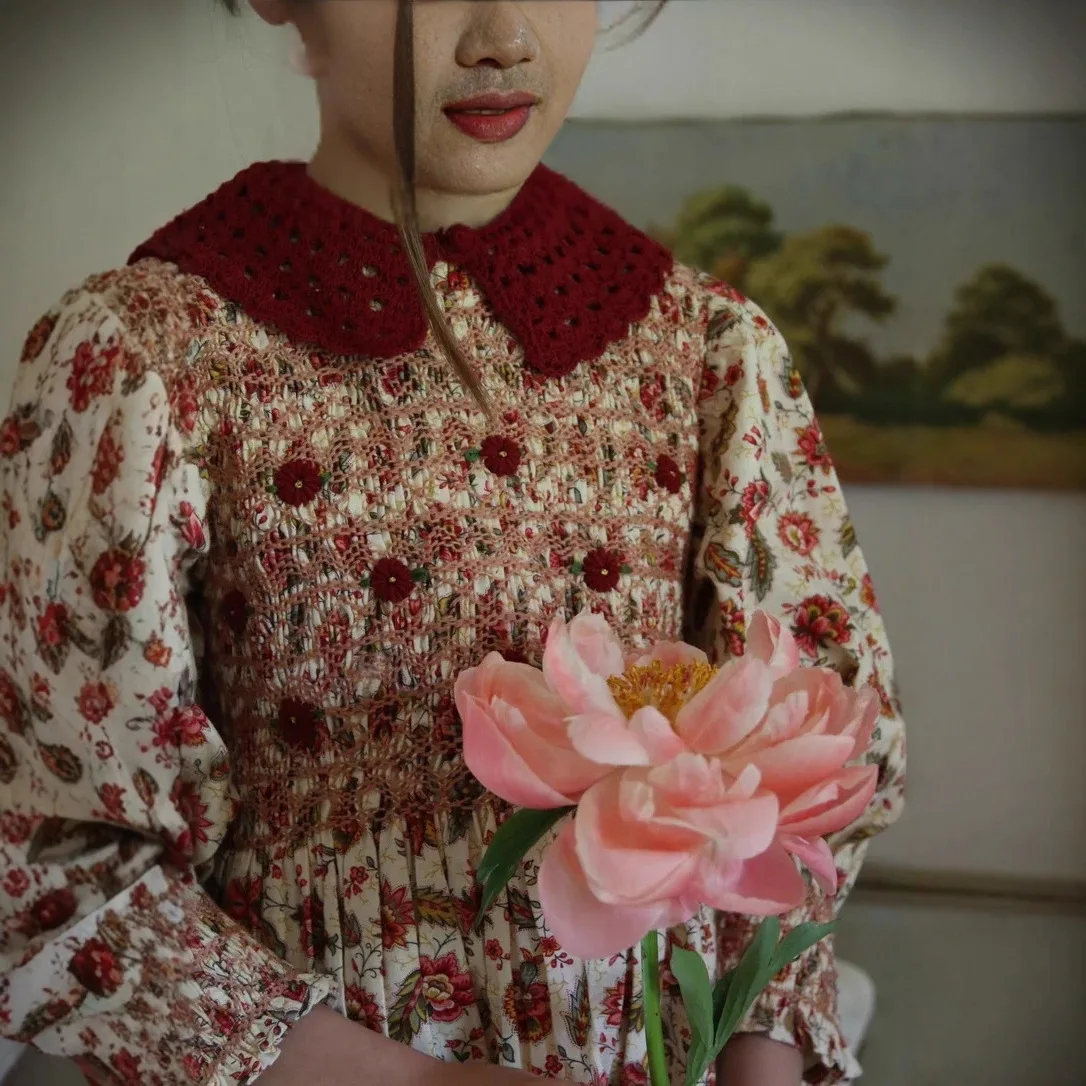Children's Top 2025 Autumn/Winter BD Girls Embroidered Flower-patterned Heavy Industry Shirt