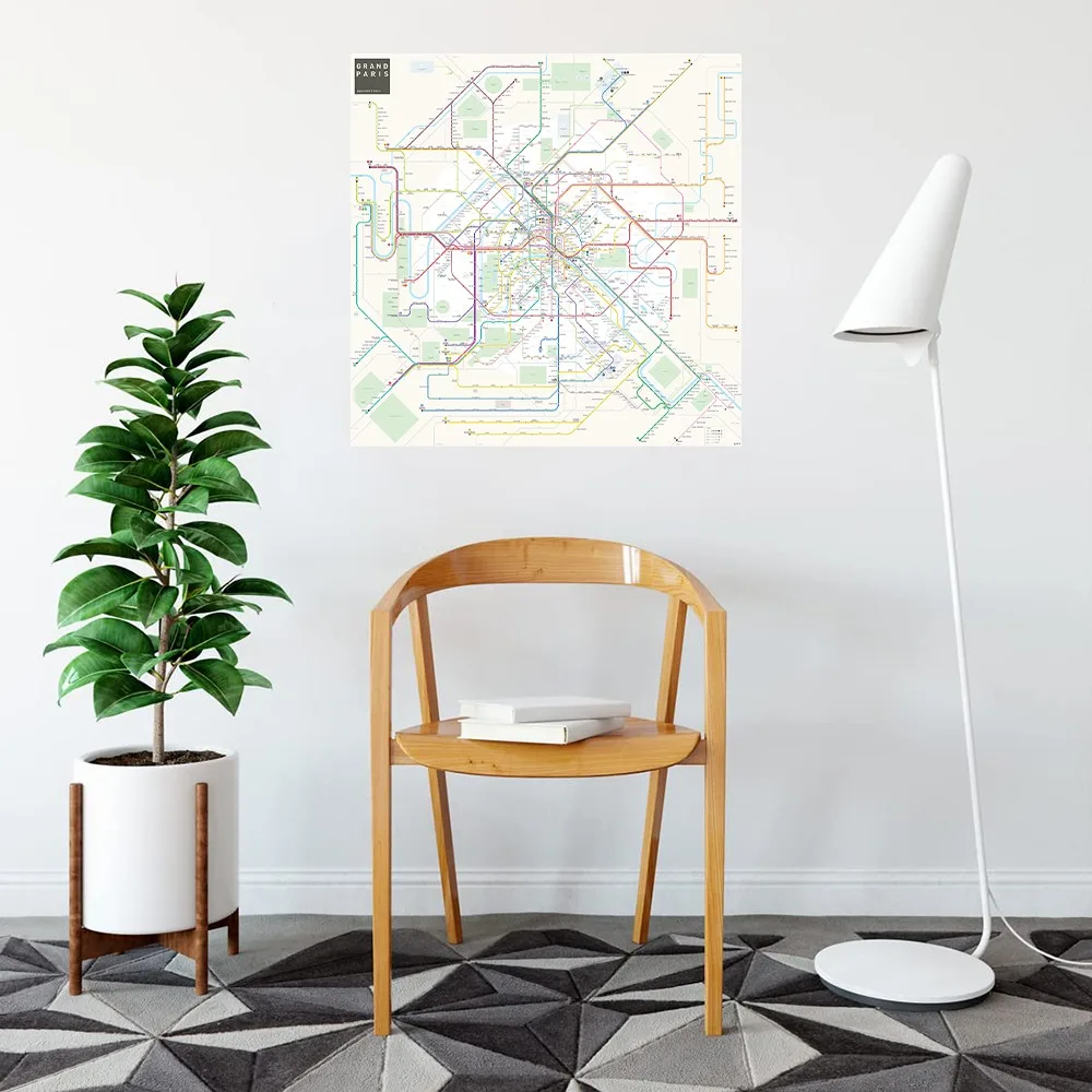 Paris Metro Lines Map in France Poster Transit Map Travel Art Print Poster Dry Erase Wall Art