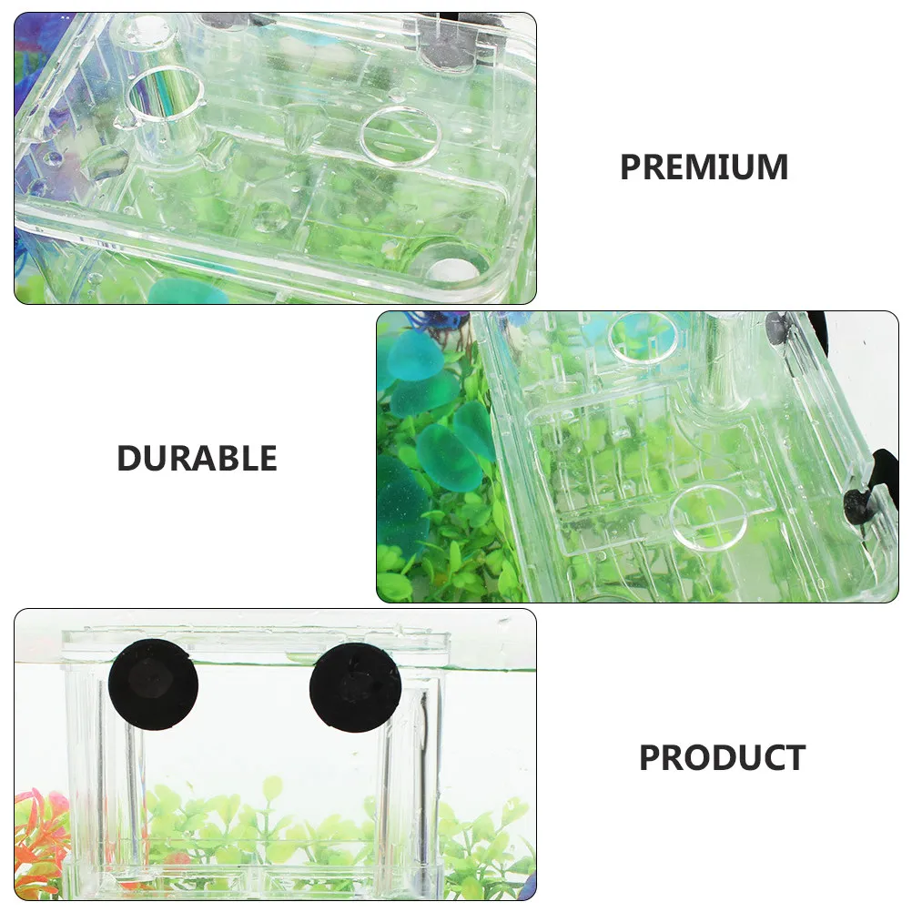 2Pcs Fish Fry Hatching Box Acrylic Double Layer Suction Cup Fish Breeder Box Breeding Tank Fry Isolation Device