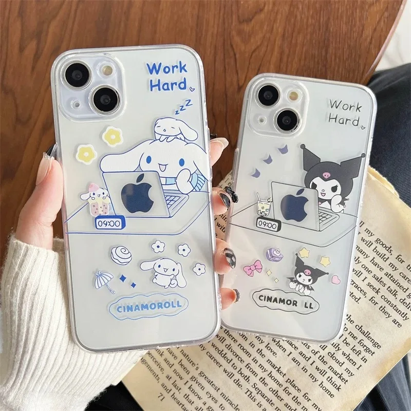 

Sanrios Kuromi Cinnamoroll Phone Case For IPhone 16 15 14 13 12 11 Mini Pro Max X XR XSMax 7 8 Plus SE20 Transparent Cover