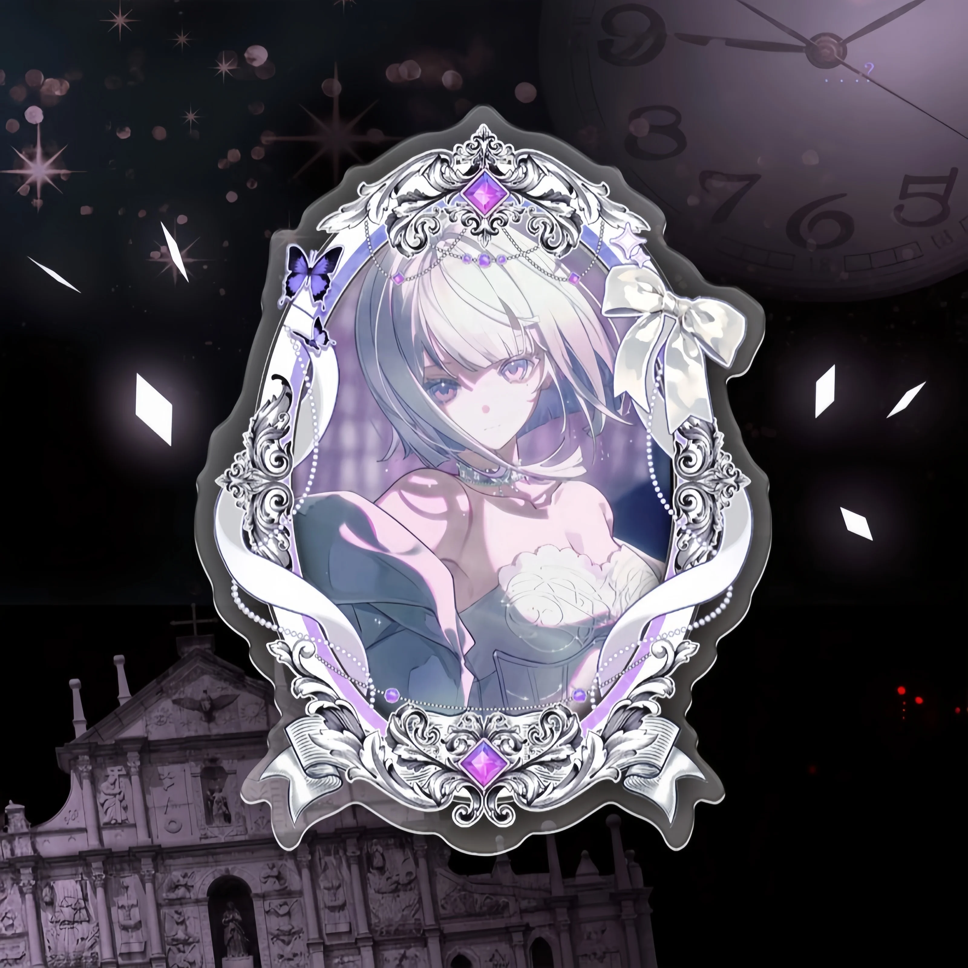 Magic Mirror Vintage Acrylic Badge Brick, Oval Frame Holder for 64*94mm Anime Pins, for Kpop Merch Shooting Prop & Desk Layout
