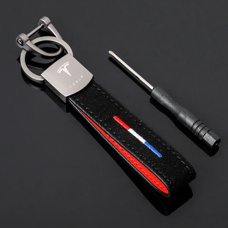 الجلد المدبوغ ل تسلا سلسلة مفاتيح السيارة الزخرفية كيرينغ حامل ModelY نموذج 3 Y S X رودستر P85D P90D P100D رجل الأعمال نمط