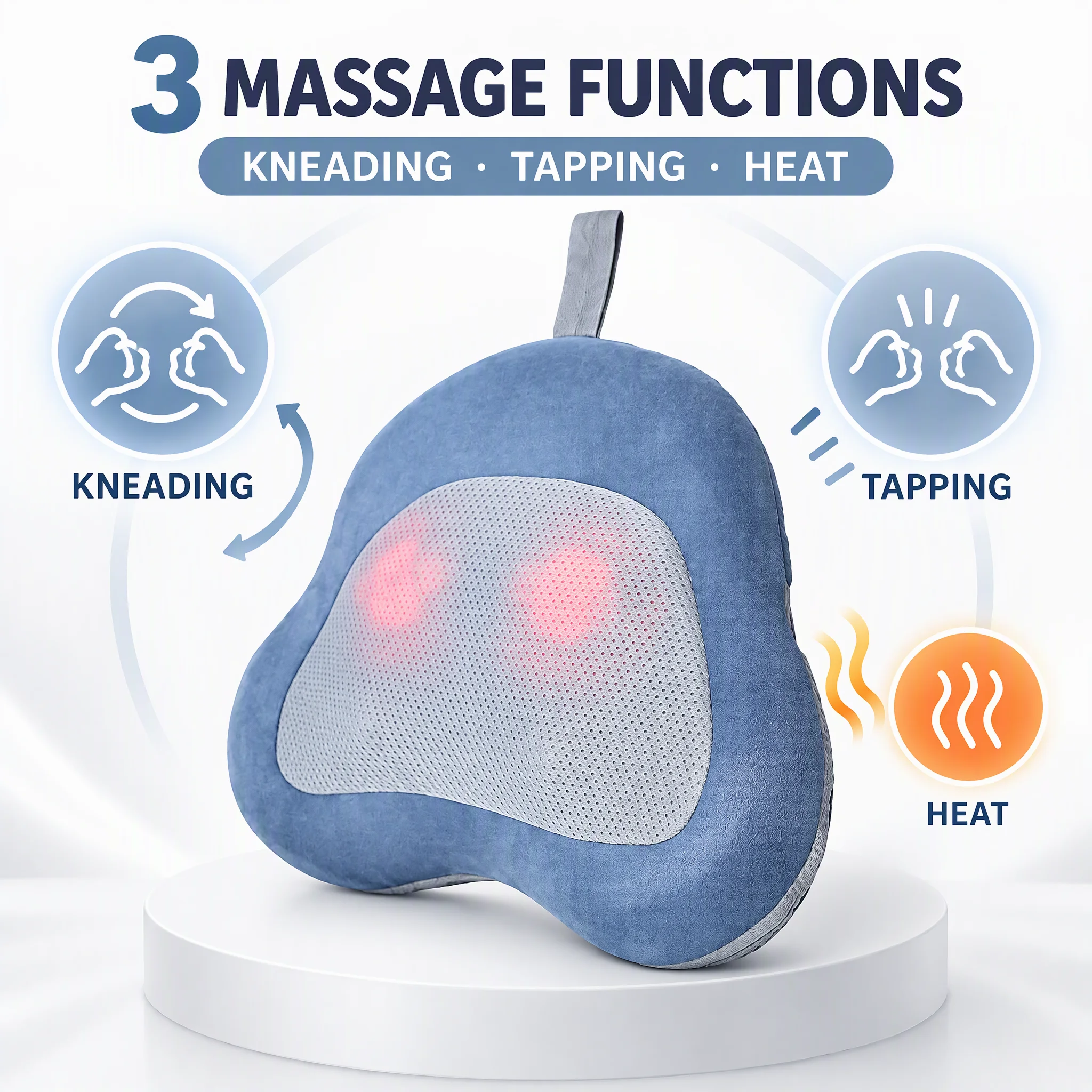 Neck Shoulder Back Massage Pillow, Electric Heating Kneading Tapping Function, Soft Pillow Design for Home Office and Sofa Use