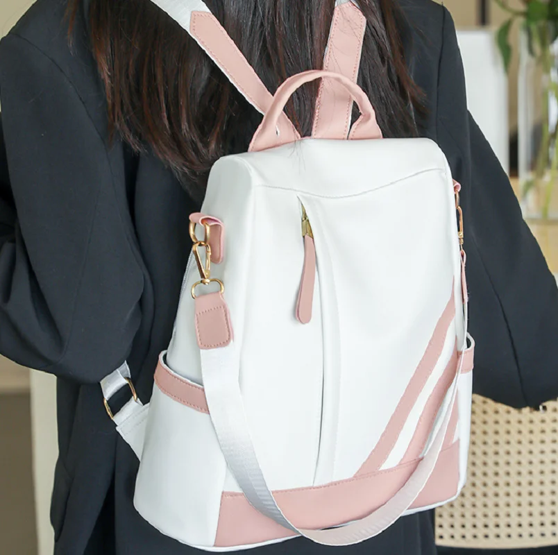 

Korean New Fashion Leather Anti Theft Travel Backpacks Women's Large Capacity Casual Shoulder Bags School Bag Crossbody Totes