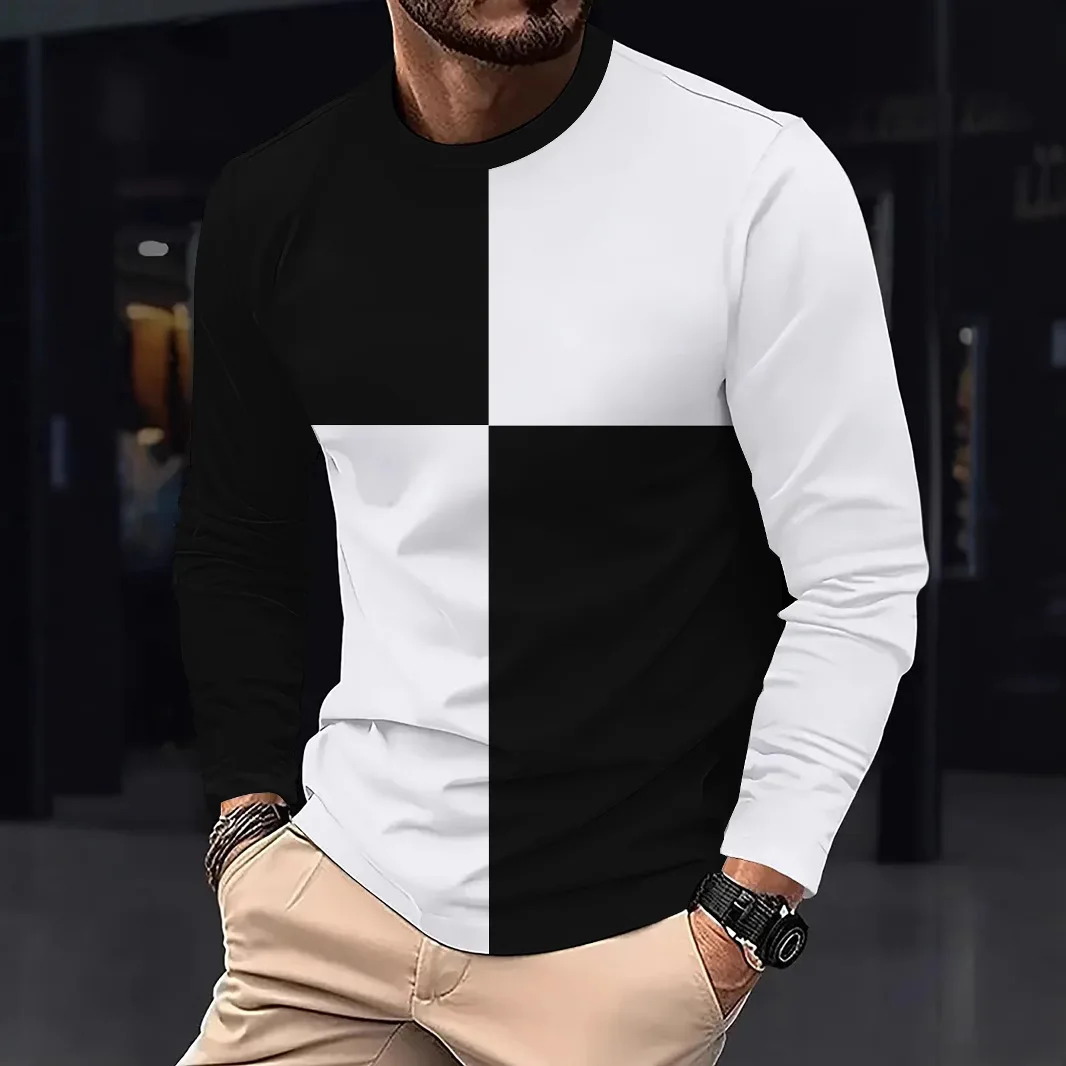 Neues Herren-Langarm-T-Shirt mit lässigem Rundhalsausschnitt, ein Must-have für den Alltag im Frühling und Herbst, modisches Herren-Party-Shirt ﻿ – Detail 11