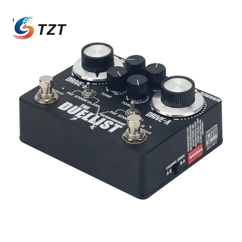 TZT New Version KT High Sensitivity Dual Channel Overdrive Electric Guitar Effects Pedal Replacement for Duellist