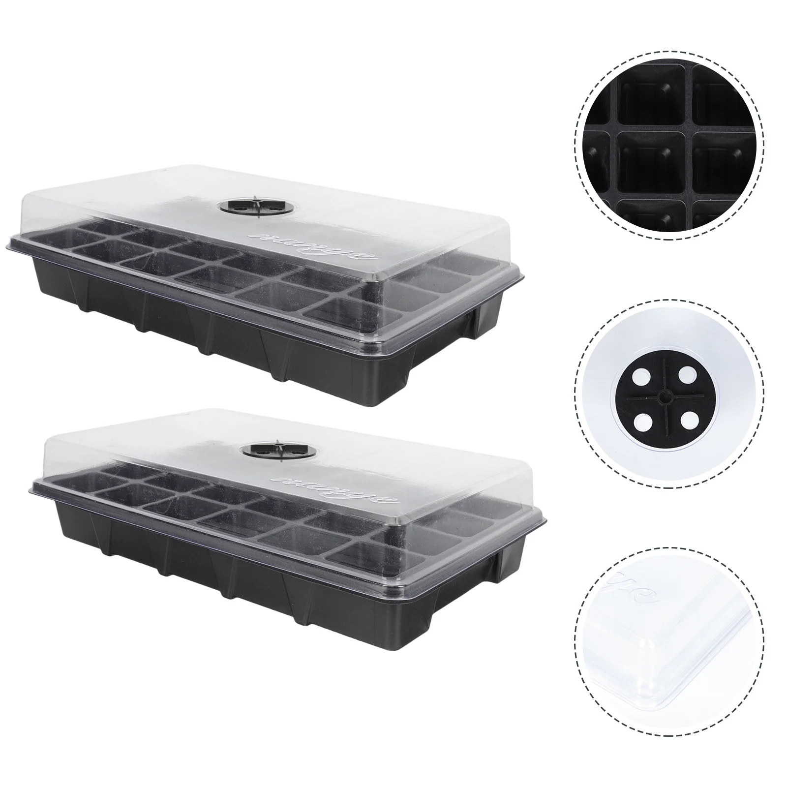 2 Pcs 24-Hole Seedling Tray Plant Germination Boxes Garden Supplies Vegetable Planting Container Tool Plastic Gardening Case