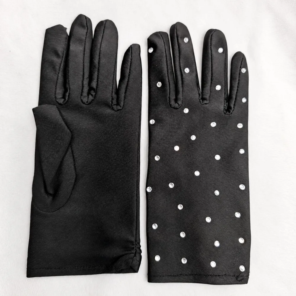 Shiny Washable Rhinestone Knitted Gloves Fast Drying Crystal Glitter Finish Wrist Gloves Keep Warm Women Cycling Gloves Cycling