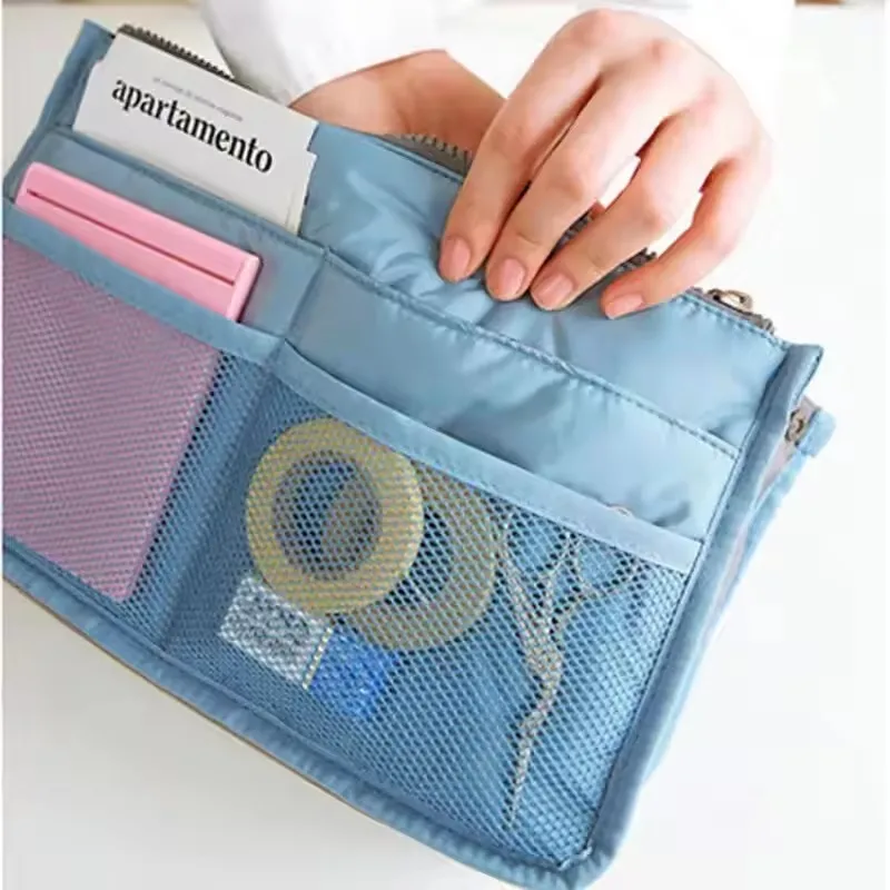 

(1pc)Korean Version Multifunctional Folding Storage Bag with Double Zippers, Large Capacity WOMEN'S Portable Makeup Bag