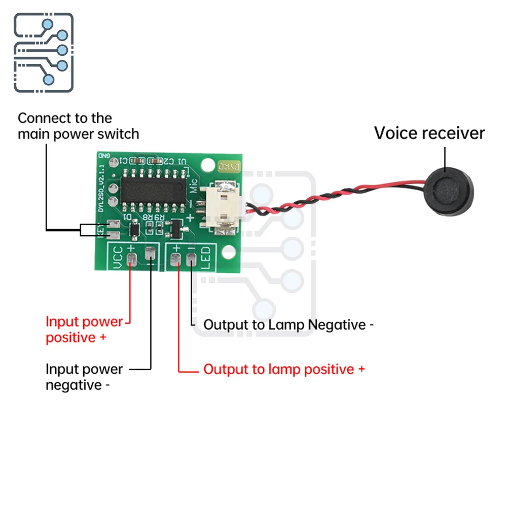 Voice switch control board Night light circuit driver board Voice-controlled delay switch 3V-5V AI offline voice control board