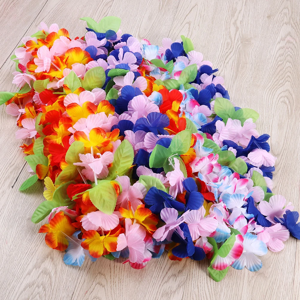 

18pcs Flower Garland Set Multicolor Artificial Blooms Lightweight Party Decorations For Hawaiian Festival Beach Gathering