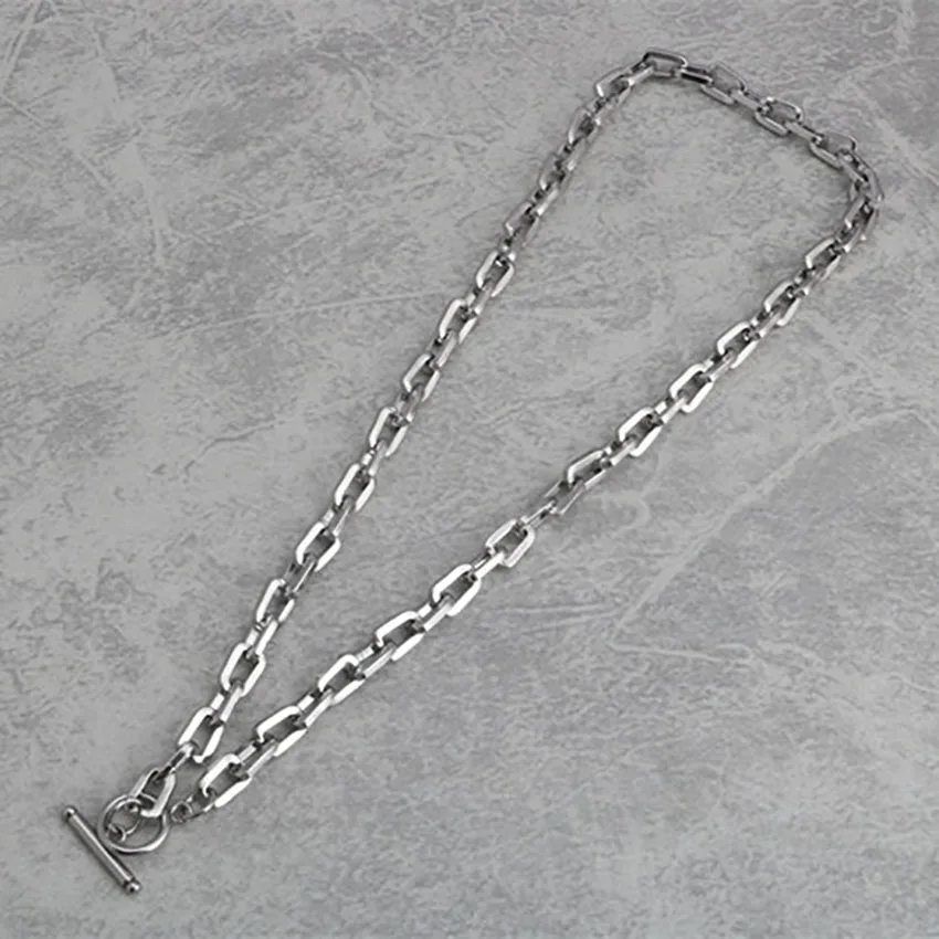 Fashion Long Square OT Buckle Stainless Steel Batch Angle O Word Men And Women Word Buckle Necklace Hot Sale