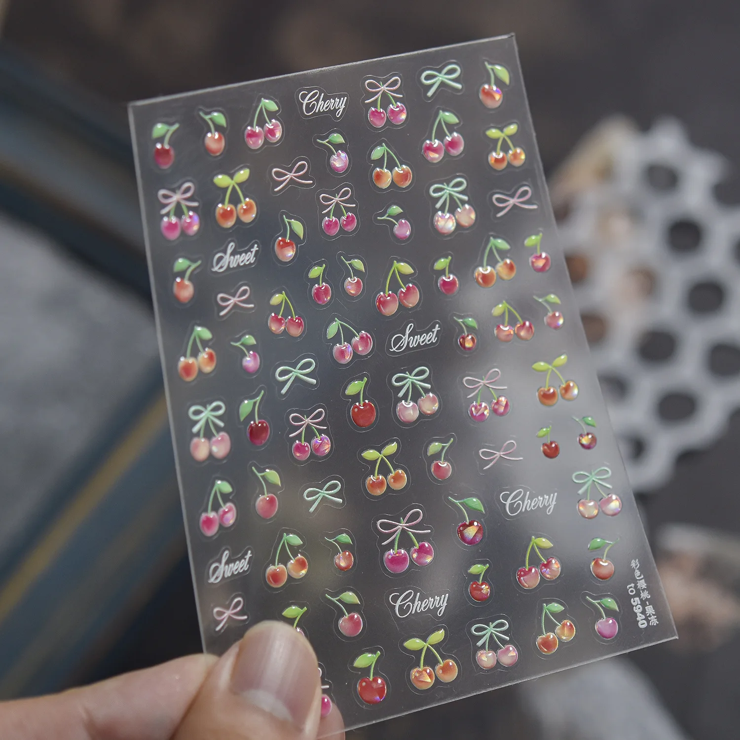 Summer Cute Sweet Fruit 5D Embossed Nail Art Stickers Jelly Pineapple Pear Cherry Blueberry Self Adhesive Decals Decoration