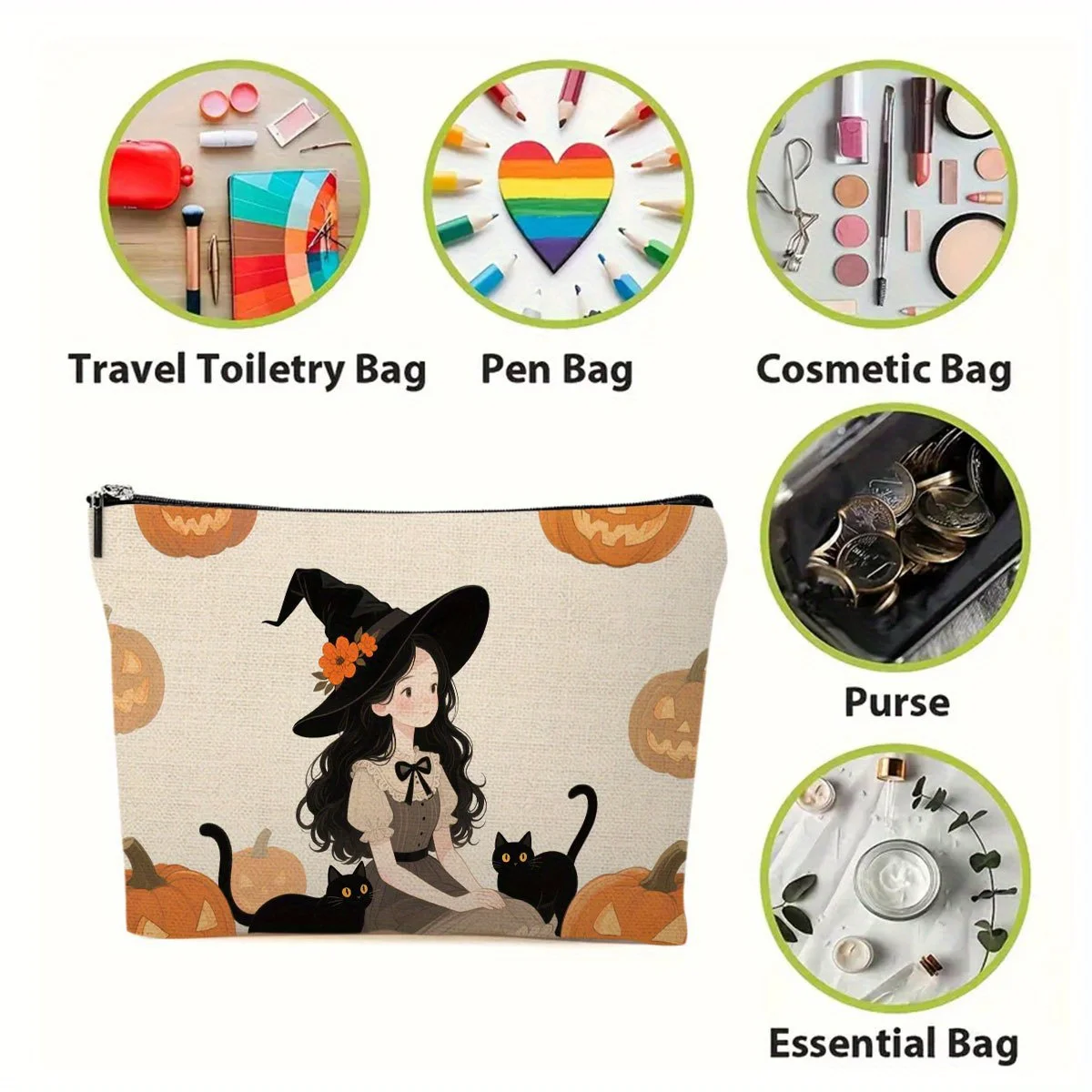 A Halloween Makeup Bag - Multifunctional Large Capacity Portable Makeup Bag, Perfect Travel Zipper Small Storage Bag