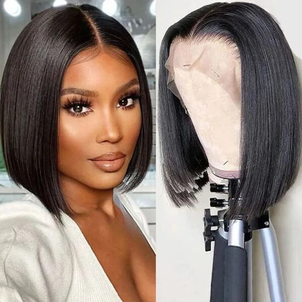 

Straight Brazilian Short Bob Lace Wig 13*5*2 T Part Lace Front Wig Human Hair Wigs 180% Density Lace Front Human Hair Wigs