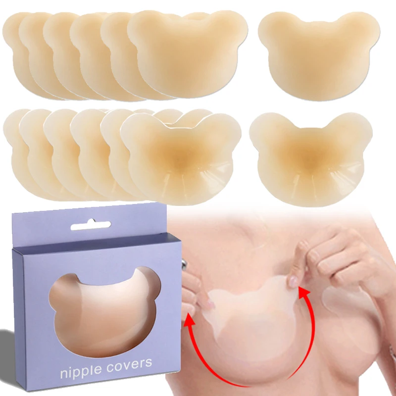 

New Silicone Nipple Cover Reusable Women Breast Bears Ears Lift Invisible Pasties Bra Padding Chest Stickers Boob Pads Adhesive