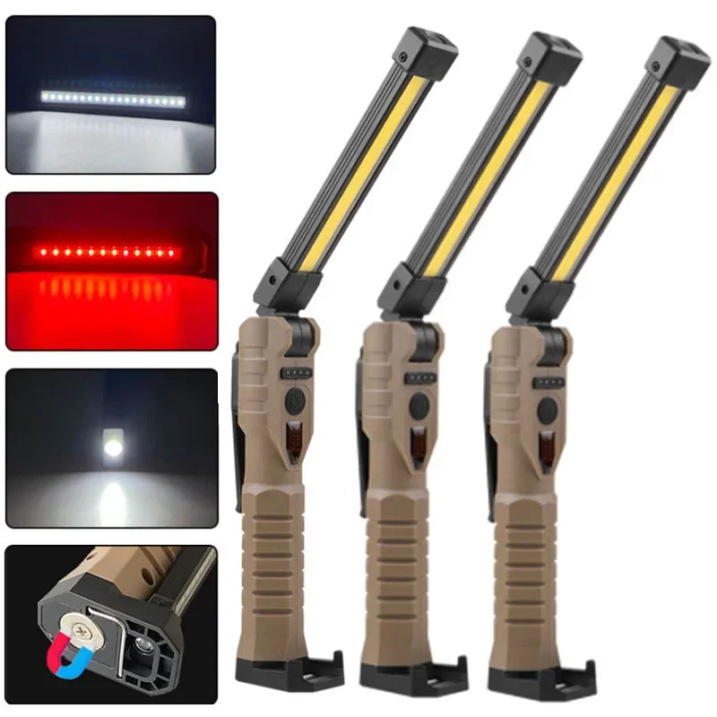 

Powerful USB Rechargeable LED COB Work Light with Magnetic Hanging Hook Portable Car Inspection Lamp for Camping/Car Repair