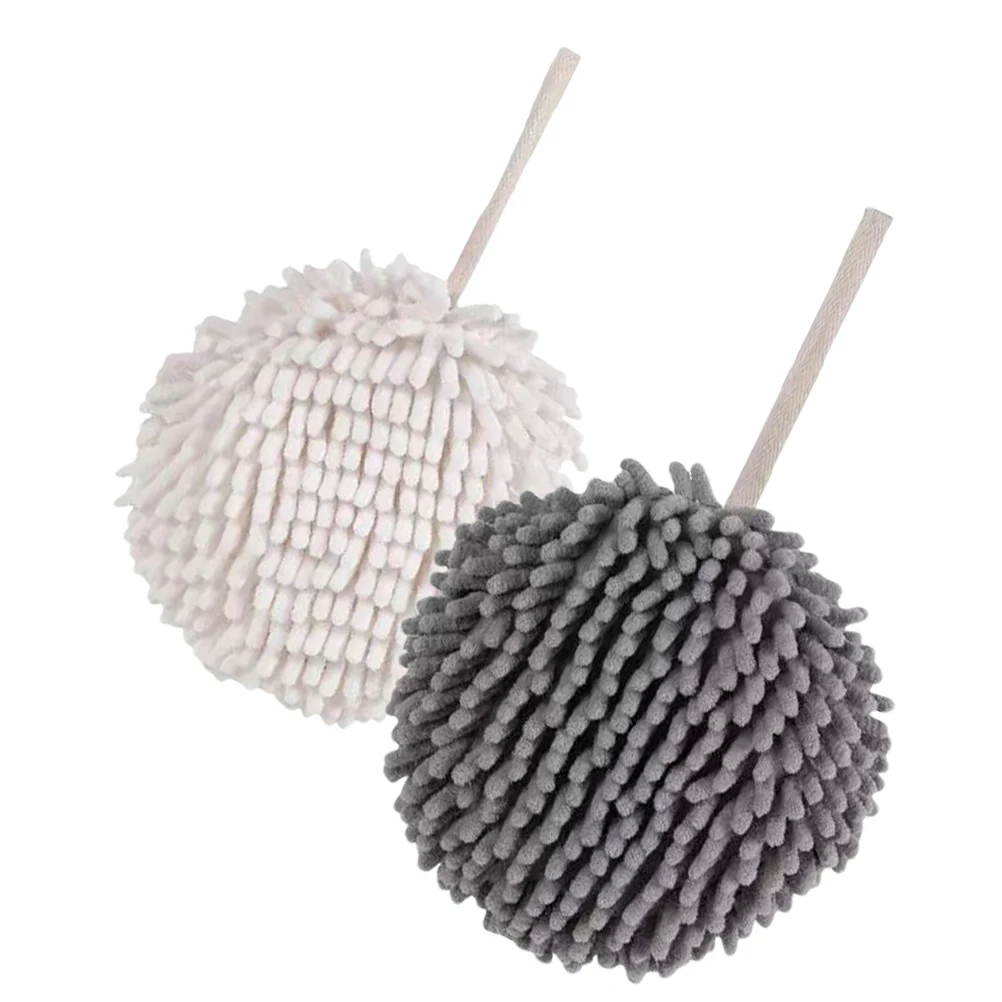 

2pcs Towel Ball Chenille Quick Dry Absorbent Kitchen Bathroom Hanging Washcloths H Drying Balls Farmhouse Storage