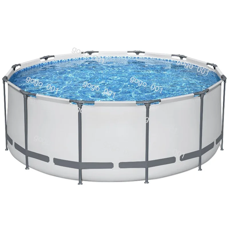 Outdoor Large Family Frame Pool with PVC Laminated Mesh, Quick Assembly Steel Frame, Anti-UV & Leak-Proof