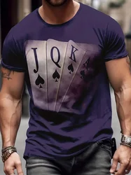 Poker Theme 3D Digital Pattern Print Graphic Men's T-shirts Causal Tees Short Sleeve Comfortable Pullover Tops Summer Clothing