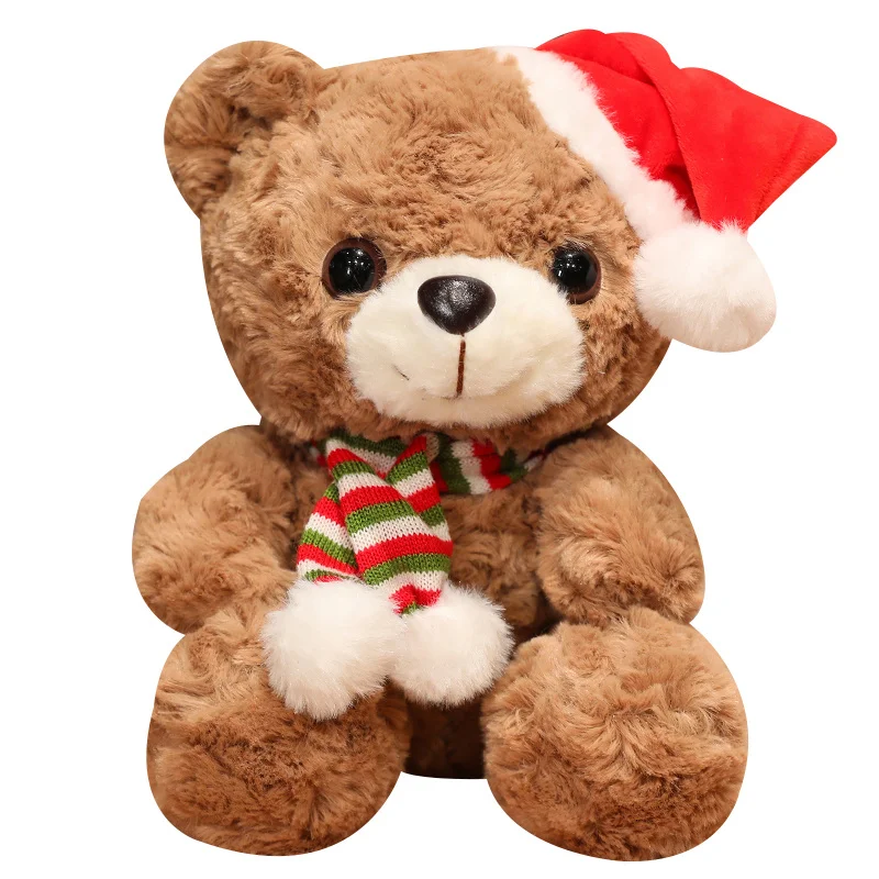 Cute Classic Teddy Bear Plush Toys Kawaii Christmas Bear Plushie Pillow Stuffed Soft Animal Doll for Kids Girls New Year's Gift