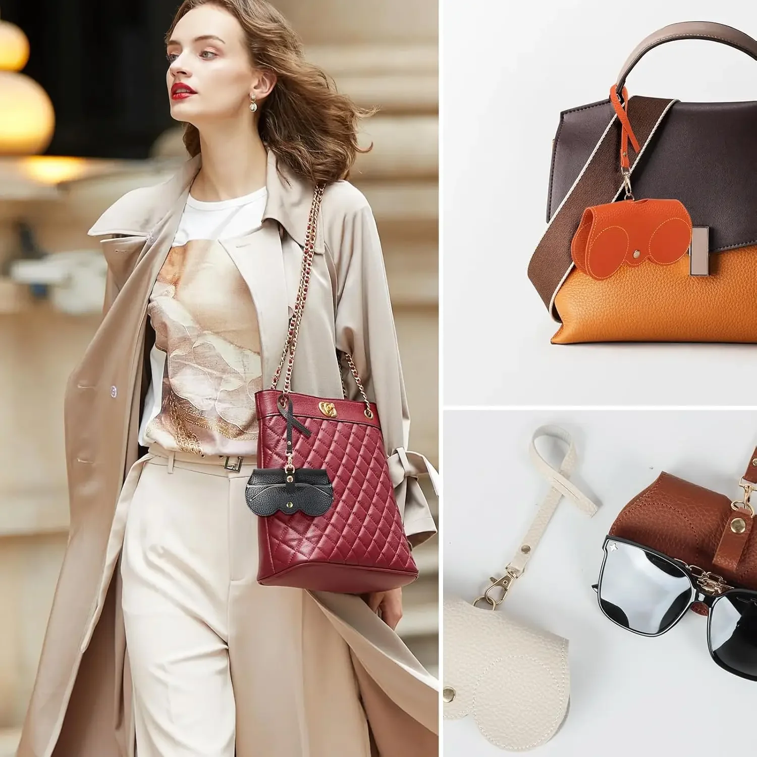 Soft Leather Sunglasses Bag Eyewear Case Container Storage Box Portable Hanging Glasses Bag Anti-Compression Sunglasses Case