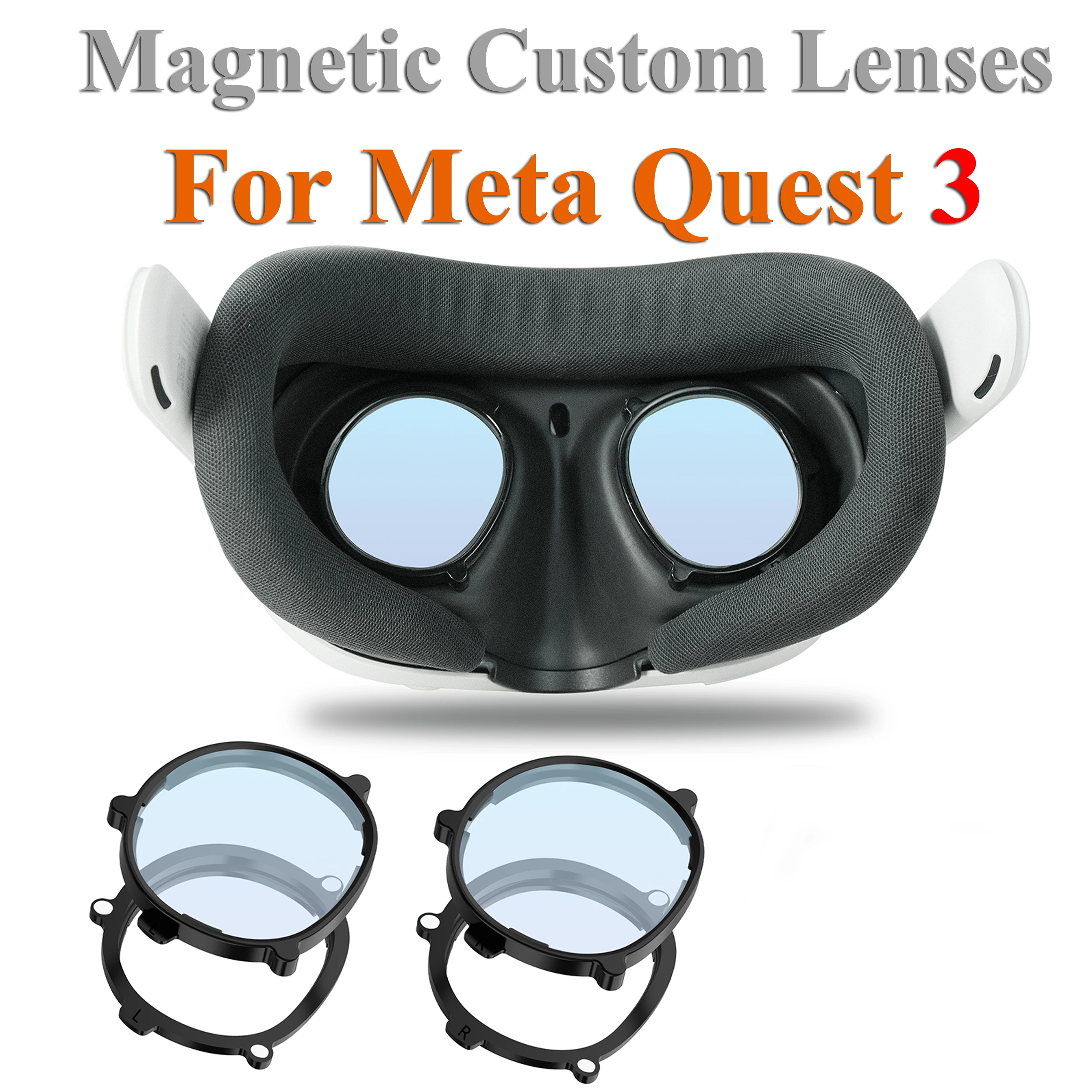 عدسات مغناطيسية مخصصة لـ Meta Quest 3 نظارات VR ، عدسة قصر النظر ، عدسة بعيدة النظر ، عدسة مضادة للأزرق مع ملحق إطار