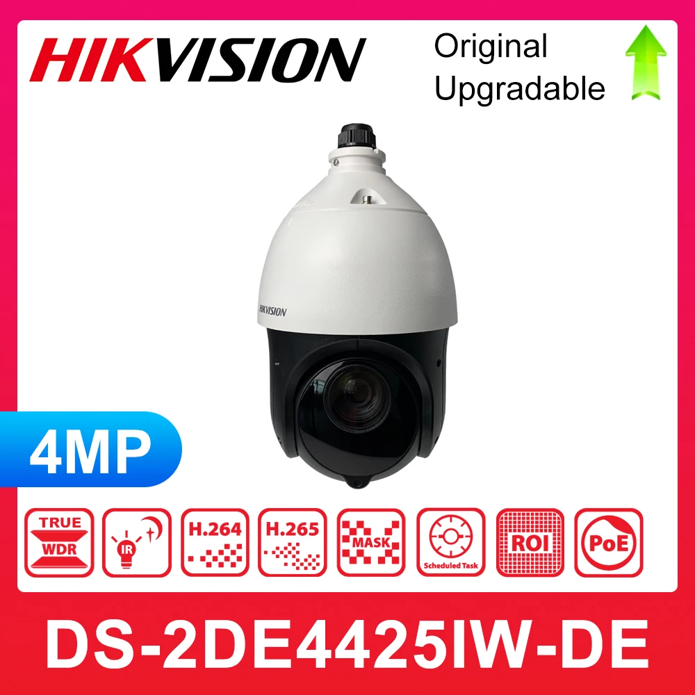 Hikvision-Câmera IP PTZ com captura de rosto, 4MP, Zoom 25X, DS-2DE4425IW-DE(T5), IR100M, DarkFighter, Vigilância CCTV, App View