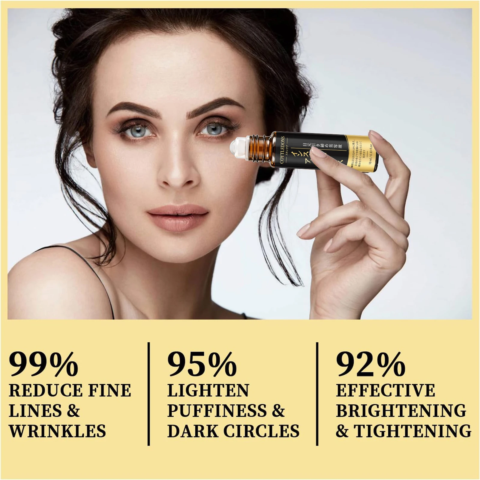 10ml Anti-Aging Eye Serum with Roller Ball Instant Lifting Firming Moisturizing Fine Line Reducer Soften Skin Eye Care Product